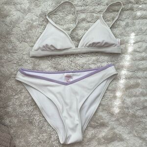 Xhilaration White Ribbed Bikini Set